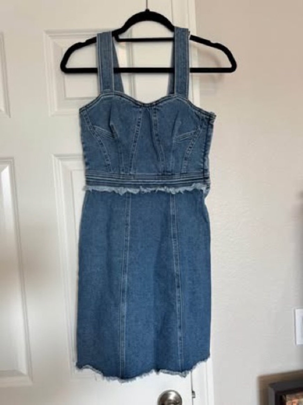 7 seven all mankind Denim Corset-Style Dress in Medium Blue